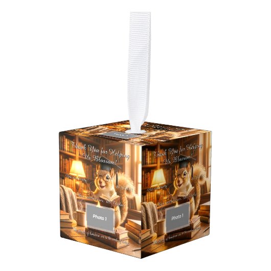 Cozy Library Squirrel Teacher Appreciation Decoratie (Voorkant hoekig)