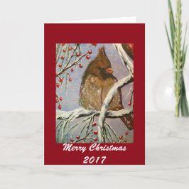 Cozy Little Kardinaal Wenskaart Feestdagen Kaart