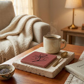Cozy Lives Here | Warm Minimalist Stone Coaster - Stenen Onderzetter