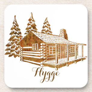 Cozy Log Cabin - Hygge of je eigen tekst Bier Onderzetter