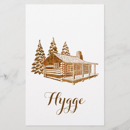 Cozy Log Cabin - Hygge of je eigen tekst Briefpapier (Voorkant)