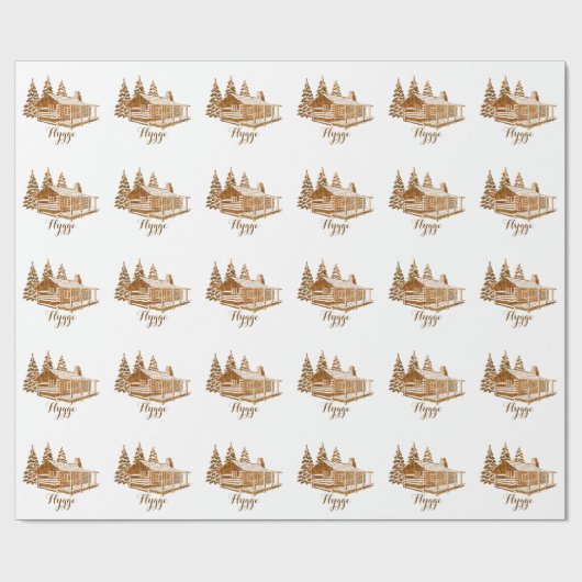 Cozy Log Cabin - Hygge of je eigen tekst Cadeaupapier (Vlak)