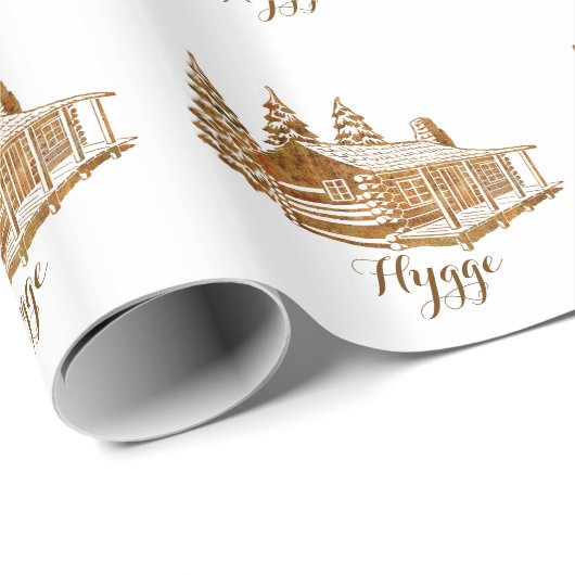 Cozy Log Cabin - Hygge of je eigen tekst Cadeaupapier (Rol Hoek)