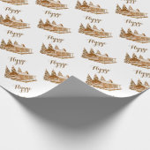 Cozy Log Cabin - Hygge of je eigen tekst Cadeaupapier (Hoek)