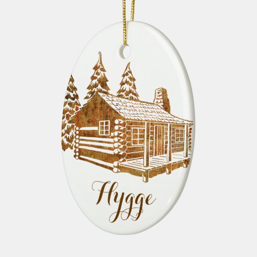 Cozy Log Cabin - Hygge of je eigen tekst Keramisch Ornament (Links)