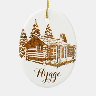 Cozy Log Cabin - Hygge of je eigen tekst Keramisch Ornament