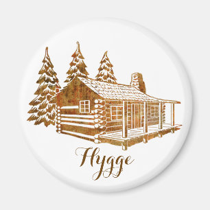 Cozy Log Cabin - Hygge of je eigen tekst Magneet
