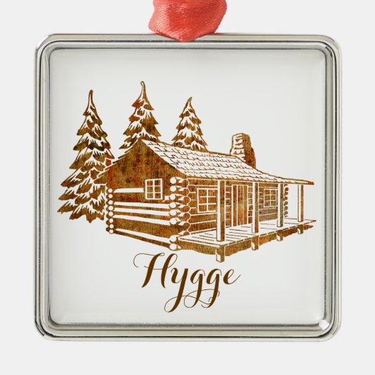 Cozy Log Cabin - Hygge of je eigen tekst Metalen Ornament (Voorkant)