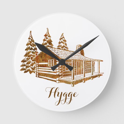Cozy Log Cabin - Hygge of je eigen tekst Ronde Klok (Voorkant)
