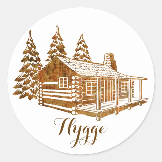Cozy Log Cabin - Hygge of je eigen tekst Ronde Sticker (Voorkant)