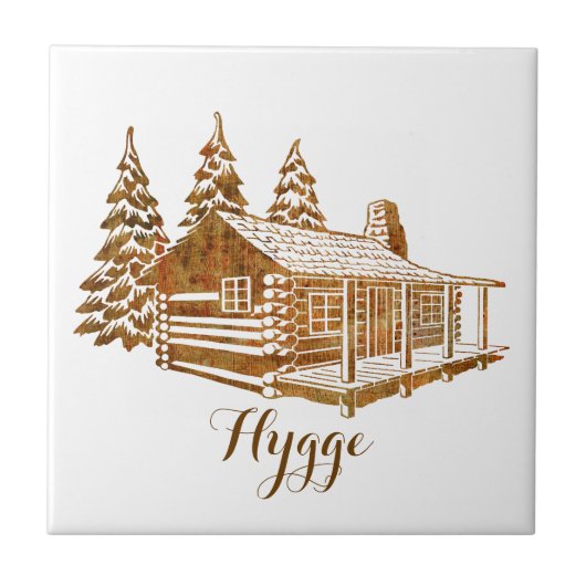 Cozy Log Cabin - Hygge of je eigen tekst Tegeltje (Voorkant)