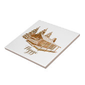 Cozy Log Cabin - Hygge of je eigen tekst Tegeltje (Zijkant)