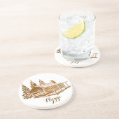 Cozy Log Cabin - Hygge of je eigen tekst Zandsteen Onderzetter (Zijkant)