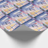 Cozy Maltese by Snowy Window Christmas Dog Art Cadeaupapier (Hoek)