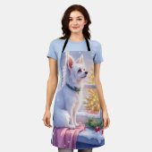 Cozy Maltese by Snowy Window Christmas Dog Art Schort (Gedragen)