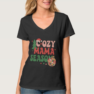 Cozy Mama Seizoen Retro Kerst Kunst T-shirt