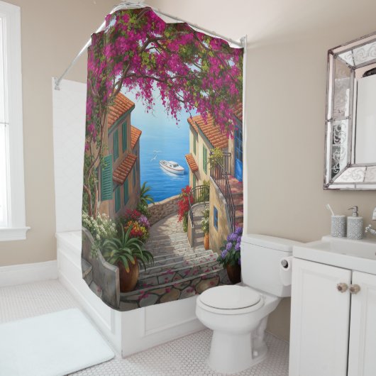 Cozy Mediterranean Escape Douchegordijn (In situ)