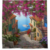 Cozy Mediterranean Escape Douchegordijn (Voorkant)