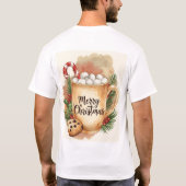 Cozy merry Christmas holly cookie cute festive T-shirt (Achterkant)