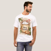 Cozy merry Christmas holly cookie cute festive T-shirt (Voorkant volledig)