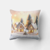 Cozy miniature winter village with glowing houses kussen (Achterkant)