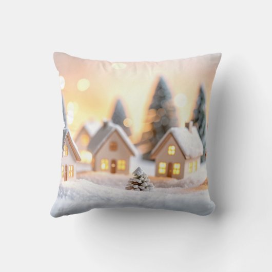 Cozy miniature winter village with glowing houses kussen (Achterkant)