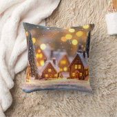 Cozy miniature winter village with glowing houses kussen (Deken)