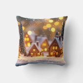 Cozy miniature winter village with glowing houses kussen (Achterkant)