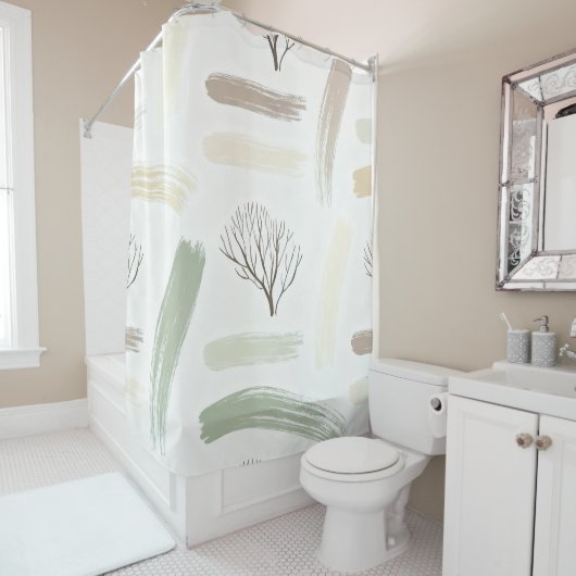 Cozy Minimal Winter Aesthetic Pattern Douchegordijn (In situ)