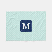 Cozy Mint Polka Punten Patroon met Douane Monogram Fleece Deken (Voorkant (Horizontaal))