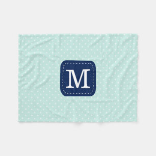 Cozy Mint Polka Punten Patroon met Douane Monogram Fleece Deken