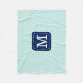 Cozy Mint Polka Punten Patroon met Douane Monogram Fleece Deken (Voorkant)