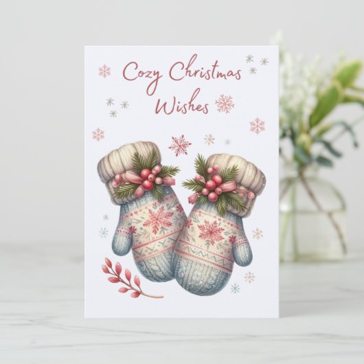Cozy Mittens Kerst Kaart (Staand voorkant)