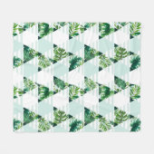 Cozy Modern Mint Green Tropical Triangles Patroon Fleece Deken (Voorkant (Horizontaal))