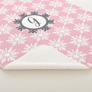 Cozy Monogram Snowflake Sherpa Backed Blanket Deken