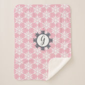 Cozy Monogram Snowflake Sherpa Backed Blanket Deken (Voorkant)
