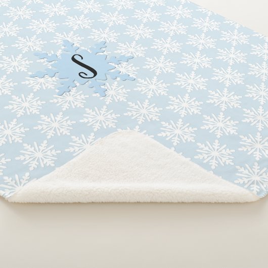 Cozy Monogram Snowflake Sherpa Backed Blanket Deken (3/4)