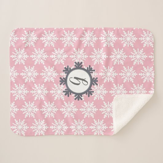 Cozy Monogram Snowflake Sherpa Backed Blanket Sherpa Deken (Voorkant (horizontaal))