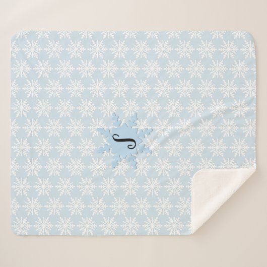Cozy Monogram Snowflake Sherpa Backed Blanket Sherpa Deken (Voorkant (horizontaal))