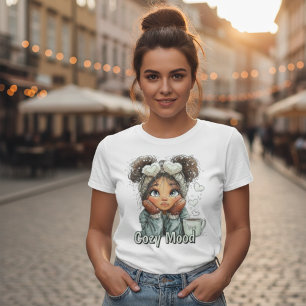 Cozy Mood Schattig Winter Meisje Dames T-Shirt