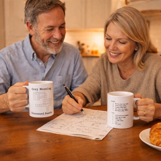 "Cozy Morning" Coffee Crossword Puzzle Koffiemok