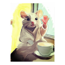 Cozy Morning Mouse Poster – schattige dierenkunst