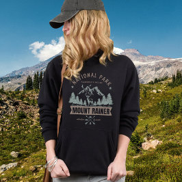 Cozy Mountain Landscape Deer – Mount Rainer Hoodie
