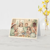 Cozy Multi-Generational Family Christmas Gathering Kaart (Gele Bloem)