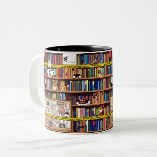 Cozy Mysteries Bookshelf Tweekleurige Koffiemok (Voorkant links)
