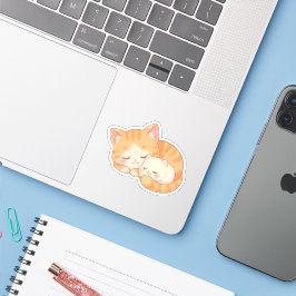 Cozy Naptime: Sleeping Cat & Hamster Sticker