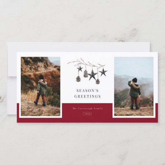 Cozy Natuur 2 Foto Family Holiday Kaart (Voorkant)