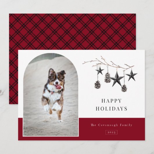 Cozy Natuur Arch Lijst Foto Holiday Kaart (Voorkant / Achterkant)