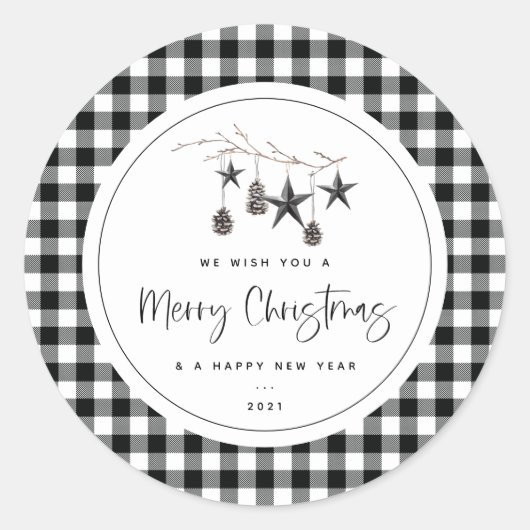 Cozy Natuur Kerstmis Ronde Sticker (Voorkant)