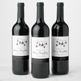 Cozy Natuur Kerstmis Wijn Etiket